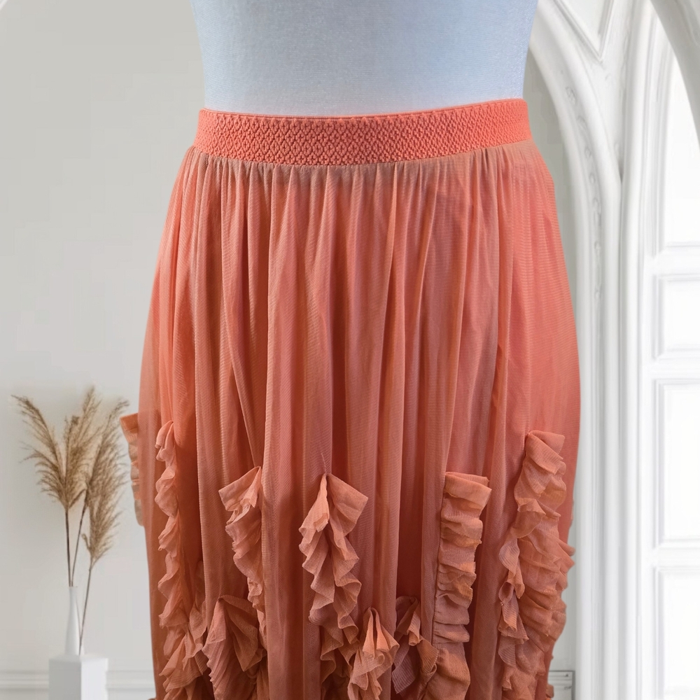 Anthropologie Coral Ruffled Maxi Skirt - Picture 3 of 6